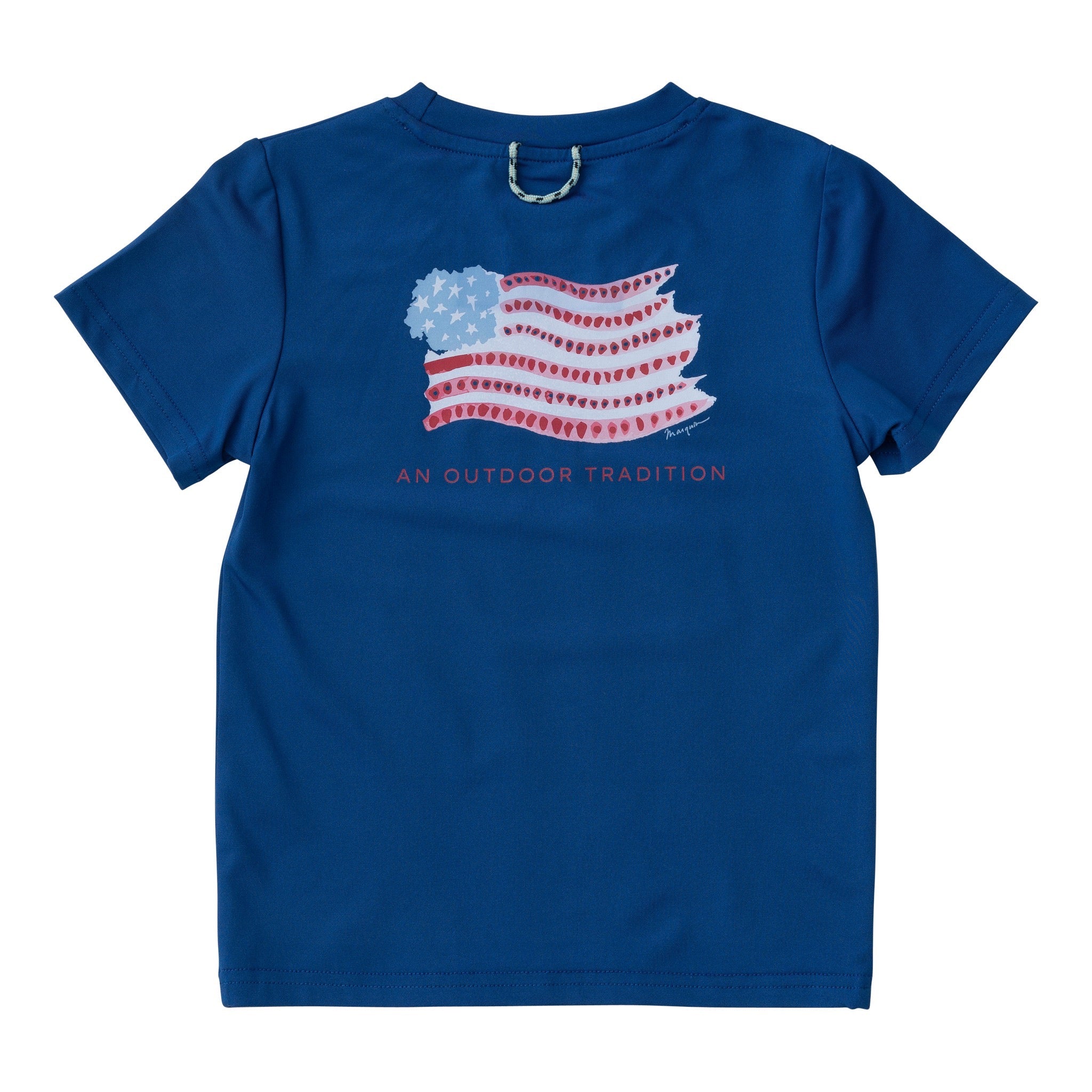 Boys USA Flag Short-Sleeve Performance Fishing Tee | Prodoh Set Sail / L12/14