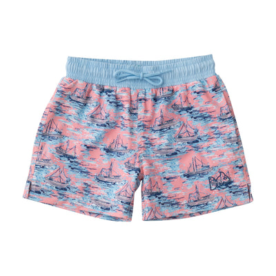 Boys Boogie Board Swim trunks in Shrimp Boat Print