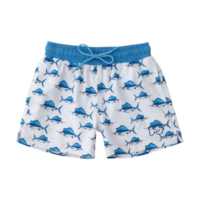 Boys Boogie Board Swim trunks in Sailfish Print