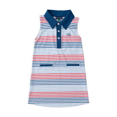 Girls' Sleeveless Pro Performance Polo Dress in American Stripe