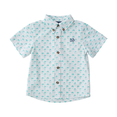 Boys' Short Sleeve Fishing Shirt in Palm Tree Print