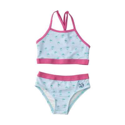 girls Racerback Bikini in Palm Tree Stripe Print 