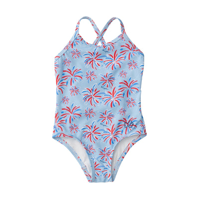 Girls Spring Tides Swimsuit in Fireworks Print