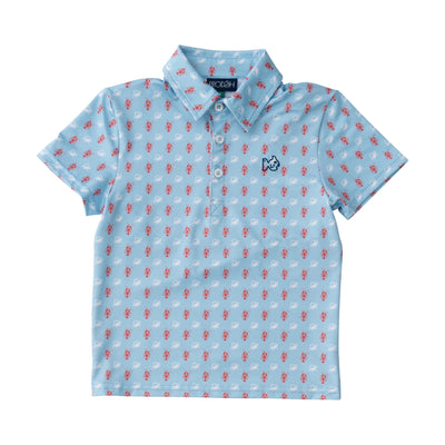 boys pro performance polo shirts in Crab and Lobster Print 