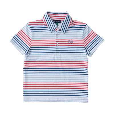 boys' short-sleeve pro performance polo shirts in Americana Stripe