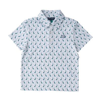 boys' short-sleeve pro performance polo shirts in Golf club Print