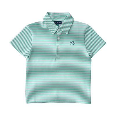 boys green strip polo shirts