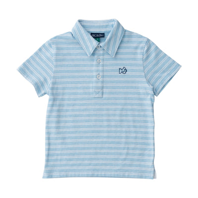 Boys Polo Shirts in Blue Clear Sky Heather Stripe