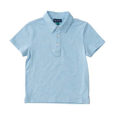 clear sky blue Boys Short Sleeve Too Cool for School heathered Polo Shirts