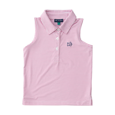 pink stripe Girls Sleeveless Pro Performance Polo Shirts