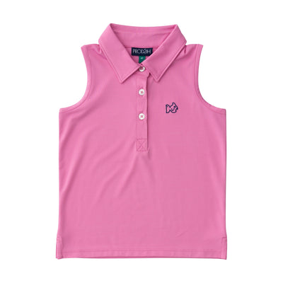 Girls Sleeveless Pro Performance Polo Shirts in Fuchsia Pink