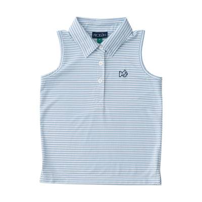 Girls Sleeveless Pro Performance Polo Shirts in Clear Sky Blue