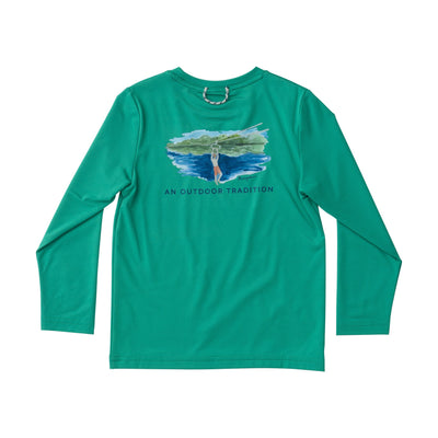 kids T-shirt in Simply Green with Zipline artwork