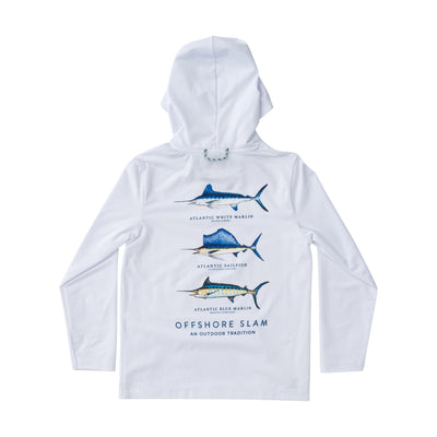 Kids Pro Performance Hoodie Fishing T-shirt in Bright White