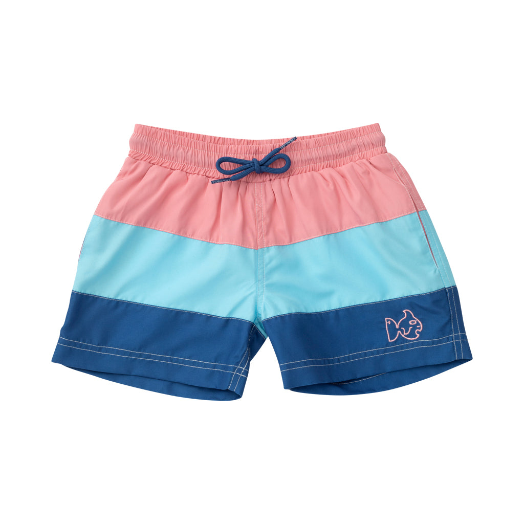 PRODOH Boys Plumeria Colorblock Trunk Swim Suit